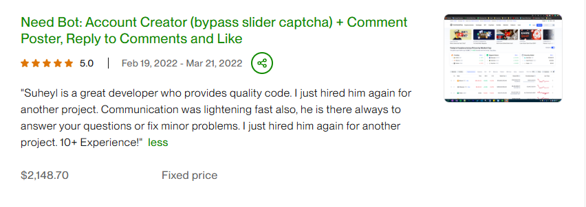 Bot Automation Project - Client Review and Rating